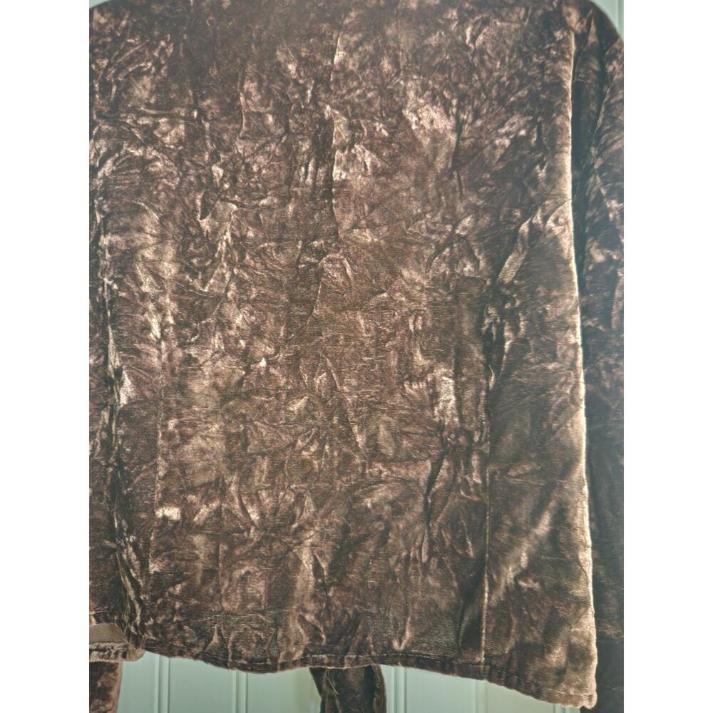 Pure Silk Women's Brown Open Front Bolero/Shrug Embroidered Sz L Vintage 90s - Picture 6 of 6